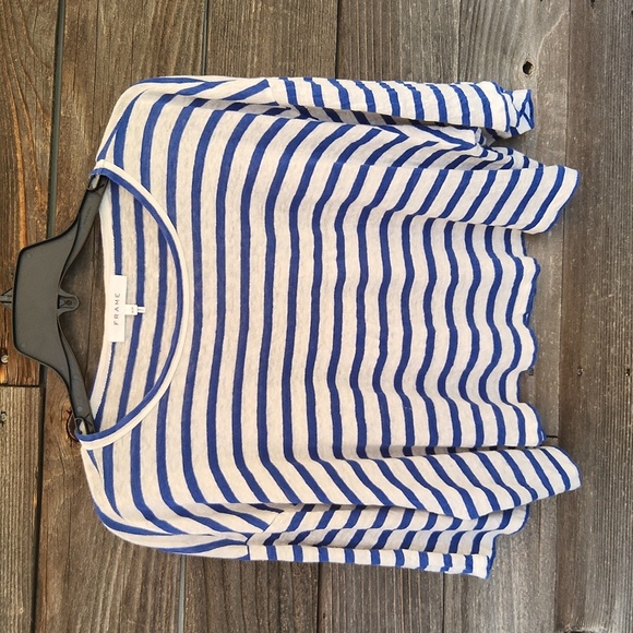 Frame blue & white striped top size Medium - Picture 1 of 7